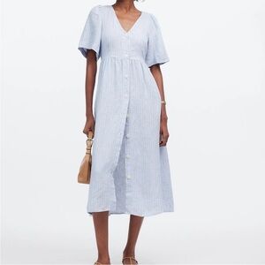 Madewell Cassie Button Front Midi Dress Linen Size XS
